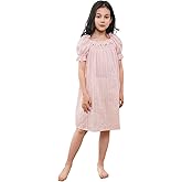BANGSAUR Girls' Vintage Dresses, Cotton Princess Sleepshirts, Kids 3-12 Years