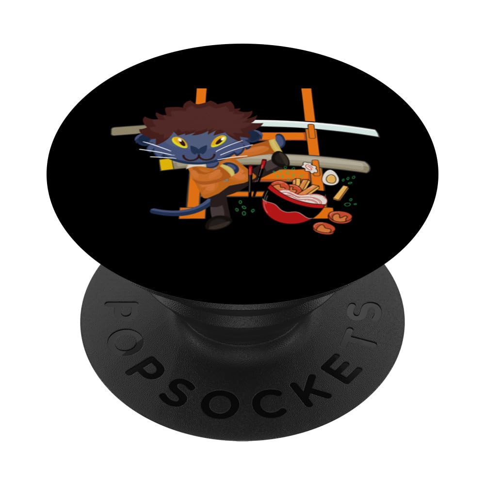 Cats Kung Fu Cat with Ramen, Cat Lover Karate Cat PopSockets Swappable PopGrip
