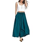 YESNO Women Wide Leg Pants Summer Floral Boho Palazzo Pants Casual High Waisted Flowy Crop Trousers with Pockets PSC