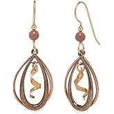 Silver Forest Earrings - loop swirly gold dangle