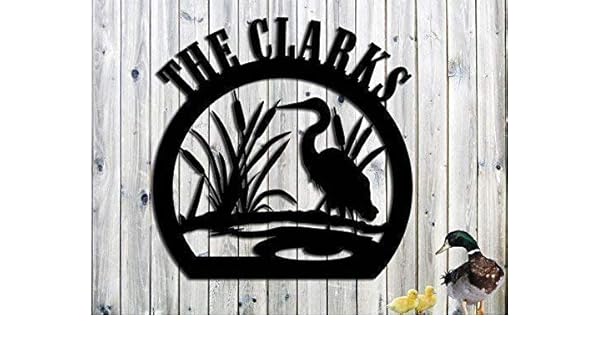 Amazon Com Blue Heron Custom Lake House Metal Address Sign Name