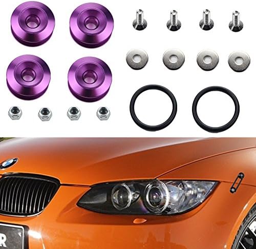 Universal JDM QUICK RELEASE FASTENERS FENDER TRUNK BUMPERS HATCH LIDS KIT (Purple)