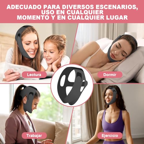 Faja Papada Facial Lifting，Correa Facial para V-Lifting ，Reutilizable Faja para Papada Mujer，Elástico y muy elástico，Eliminar la Flacidez de la Piel y Reafirmar con Efecto Antiarrugas (Negro)