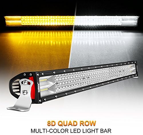 LED Light Bar, Rigidhorse Dual Color Quad Row 42 Inch 588W 38000LM Light Bar Amber White light Spot Flood Combo Beam Off Road Light Bar for Jeep SUV Truck ATVs Wrangler, 1 Year Warranty