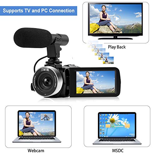 Digital Video Camera WiFi Camcorder Full HD 1080P 30FPS 16X Digital Zoom Vlogging Camera with Microphone 3.00 Rotatable Touch Screen Support Remote Control Time-Lapse Photography