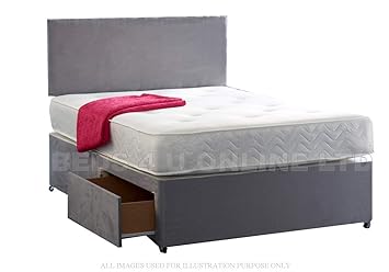 4 Ft Small Double Divan Bed Set Headboard Memory Foam Mattress