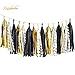 NICROLANDEE Black Gold Party Decorations - 28 PCS Black Gold Tissue Paper Pom Poms Hanging Paper Lanterns Star Garland Tassel for New Years Decoration 2025, Birthday, Prom Night, Graduation Decoration