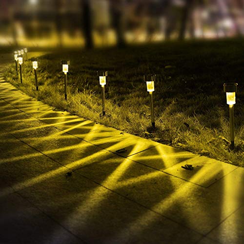 SUNNEST Solar Garden Lights Outdoor 12 Pack, LED Solar Powered Pathway Lights, Stainless Steel Landscape Lighting for Lawn, Patio, Yard, Walkway, Driveway Warm White - Thumbnail 5