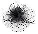 Betty Ladies Black Polka Dot Fascinator Hat with Hair Clip and Feathers and Beads Tea Party Derby Wedding Accessory for Adults Women Teens (Black)