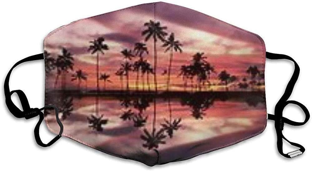 ASFFEE Mouth Masks Palm Trees Under Sunset Pattern Anti-Dust Washable Reusable Mouth Mask Fashion Design For Girls Women Boys Men