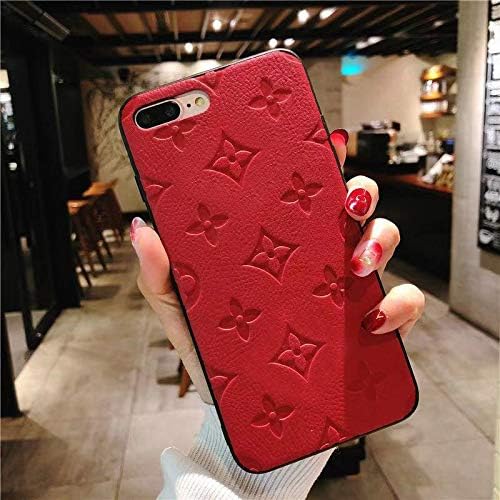 Jiehao Apple iPhone 7 Plus/8 Plus Case,Ultra-Thin Stylish TPU Case Cover, Elegant Luxury Monogram Flower Pattern Anti-Scratch Shock Absorption Protective Phone Case for iPhone 7/8 Plus 5.5",Red