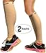 Calf Compression Sleeve for Men & Women, Best Footless Socks for Shin Splints & Leg Cramps, Calves Circulation Remedy, Support Stockings, Running, Basketball Lycra Tights - 2 PAIRS ALL BEIGE L/XL