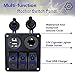 BUNKER INDUST 3 Gang Rocker Switch Panel Digital Voltmeter 12V Cigarette Socket 3.1A Dual USB Power Charger Adapter Flush Mount Waterproof for Car Marine Boat RV Truck Vehicles Blue LED Light