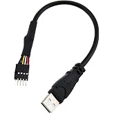 LUORNG 9Pin USB to USB Motherboard Header Cable Black 9-Pin USB IDC Dupont Male Header to Single USB 2.0 Type A Male Cable 10.6 Inches