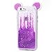 Case Compatibe with iPhone 6S Plus, iPhone 6 Plus, YOKIRIN Luxury 3D Glitter Cute Ears Transparent Plastic Bling Sparkle Stars & Love Heart Flexiable Soft TPU Gel Silicone Protective Cover, Purple