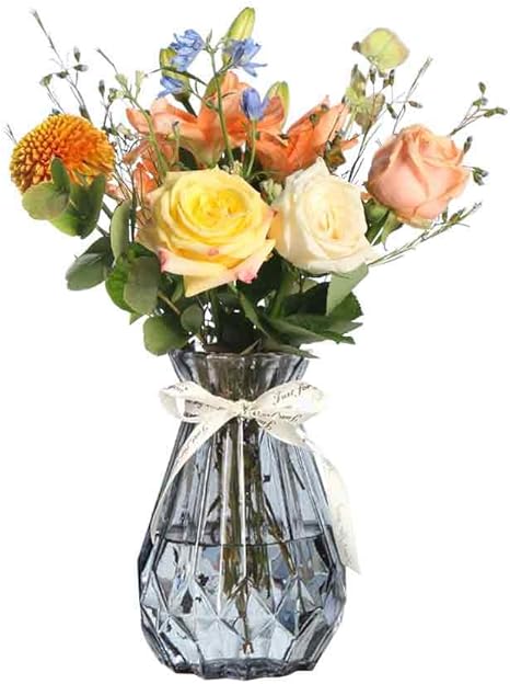 Amazon Co Jp 花瓶 一輪挿しガラスフラワーベース ガラス製 花器 透明 ミニ花器 高さ15cm 小さな口 ホーム キッチン