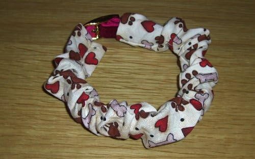 Heart Bone Paw Print Dog Scrunchie slip over collar bandana (L)