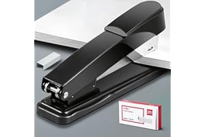 Desktop Staple, Labor Saving Stapler for 20 Sheets Capacity with 1000 Pcs Staples, Black