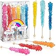 Candy Envy - Magical Rainbow Rock Candy Sugar Sticks - 10 Individually Wrapped Party Favors - Assorted Colors