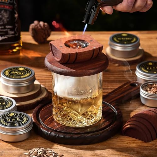Kit Para Defumar Whisky Com Tocha E 6 Sabores Aromáticos | Kit Para Defumar Coquetéis Fashioned Presente Para Homens E Pais