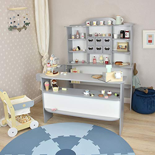 roba Kaufladen aus Holz - Großer Kaufmannsladen für Kinder - Marktstand (grau/weiß) – Bild 7