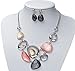 TAGOO Cute Pink Jewelry Set for Women and Girls Pendant Necklace Drop Earrings Resin Crystal Rhinestone Party&Wedding&Daily