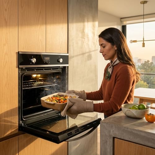 AVERA Horno empotrable de Gas LP con asistencia por conveccion, Capacidad de 58 L, 5 Modos de cocción, Temporizador digital 24 hrs, Contro por perillas, Temperatura 130 a 250°C | HE01LP