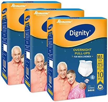 Dignity Overnight Pull Up Adult Diapers, Medium-Large, Waist Size 24