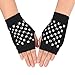 Flammi Women's Warm Stretch Knit Fingerless Gloves Mittens with Finger Hole for Halloween Party Daily Wear (Rivets)
