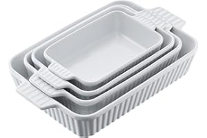 VEVOR Ceramic Baking Dish, 9" x 13", Bakeware Set of 4, Rectangular Casserole Dish Set, Baking Pans with Handles, Oven Secure