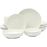 Gibson Home Lindendale 16 Piece Porcelain Ceramic Plates and Bowls Dishes Scratch and Chip Resistant Service for 4 Dinnerware Set - White