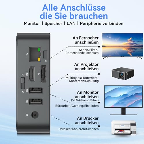 Blackview Mini PC MP50 with Keyboard and Mouse, AMD Ryzen 5, Radeon Vega 8 Graphics, 16GB RAM 512GB SSD Win 11 Pro, 4K Dual Display, Ultra Quiet Compact Desktop PC for Office Home