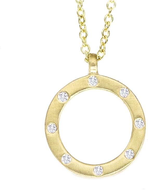 14k Yellow gold diamonds petite circle of life pendant
