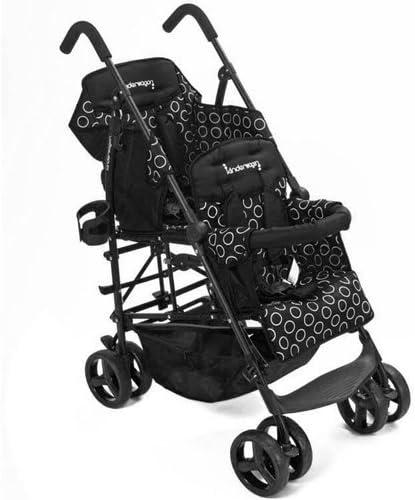 Kinderwagon BLACK Hop Double Child Stroller w/ Canopy by Kinderwagon
