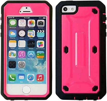 Casbay Apple Phone Case Shock Proof Water Impact Resist Dual Layer Full-Body Protective with Front Cover and Built-in Screen Protector Phone Shell for iPhone 5/5s/SE Pink