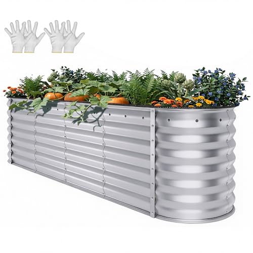 YITAHOME 24" Tall 9 in 1 Large Raised Garden Bed Kit, 8x4x2ft Galvanized Metal…