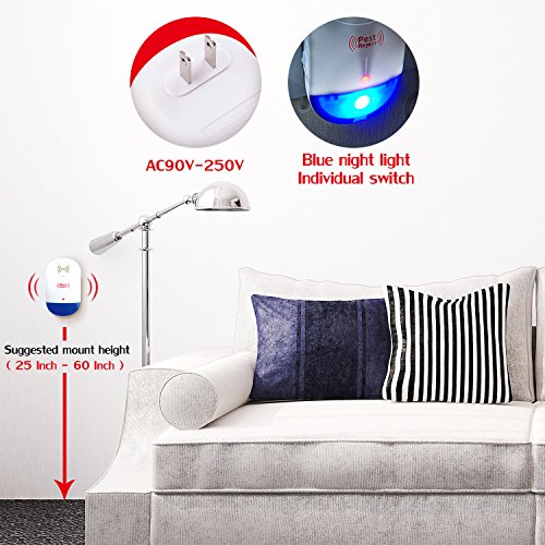Sago Brothers 2018 NEWEST Pest Control Ultrasonic Pest Repeller, Electronic Mosquito Repellent Plug in for Mice, Roaches, Bed Bugs, Flies (2 Pack), Human/Pets Friendly - Thumbnail 2