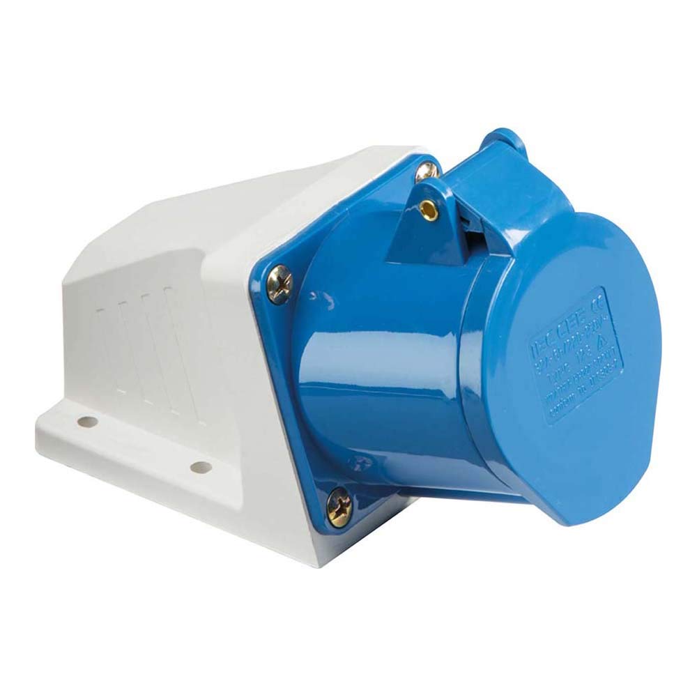 Knightsbridge IN0012 Angled Surface Mount Socket, 2P+E, 240 V, IP44, 32 A, Blue