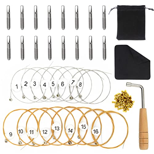Shape Metal String INKNOTE Lyre Harp a Sets of 16 Lyre Harp Strings Replacement Metal ...