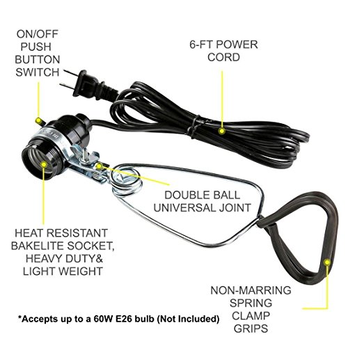 Simple Deluxe Clamp Lamp Light Socket with 24W FullSpectrum 18 LED Grow Light Bulb for Indoor