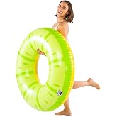 Large Lemon Lime Pool Float, Inflatable Swim Ring, Novelty Citrus Lounger for Pool Parties and Outdoor Summer Fun