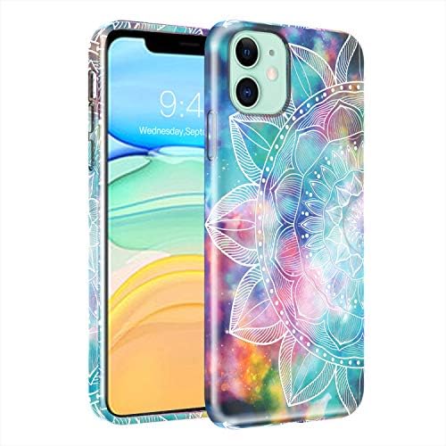 Hekodonk Compatible iPhone 11 Case, Flower Clear Design TPU Bumper Protective Silicone Shockproof Protective Flexible Anti-Scratch Cover for Apple iPhone 11 Nebula Mandala