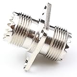ANHAN RF Straight Adapter UHF Female to UHF Female Jack Adapter SO-239 SO239 Connector PL259 UHF VHF Antenna 4 Hole Flange Panel Mount connector 1Pack