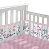 BreathableBaby 3pc Classic Crib Bedding Set- Owl Fun Pink
