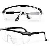 PACIFIC 2 Pack Safety Glasses, Anti-fog, Scratch Resistant Clear Wraparound Lenses and No-Slip Grips, Clear Lab Safety Glasse
