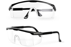 PACIFIC PPE 2 Pack Safety Glasses for Men and Women, ANSI Z87 Anti-fog Eyewear with Scratch Resistant Clear Wraparound Lenses, Adjustable Lab Goggles, UV Protection