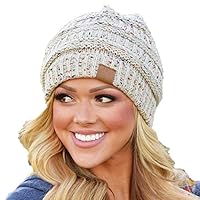 erholi Women Winter Warm Stretch Knitted Cap Beanie Hats Headband Skullies & Beanies White