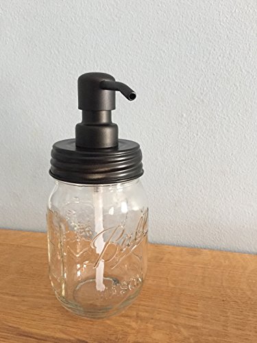 Ball Jar Soap Dispenser with Metal Black Pump and Black Lid - Clear Pint Mason Jar Soap Dispenser by Industrial Rewind