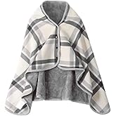 JEMPET Fleece Wearable Blanket with Buttons - Comfy Poncho Throw Flannel Blanket Shawl