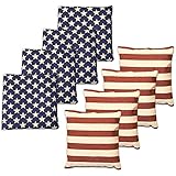 Weather Resistant Cornhole Bean Bags - Set of 8 American Flag Corn Hole Bags (Stars & Stripes) - Regulation Size & Weight